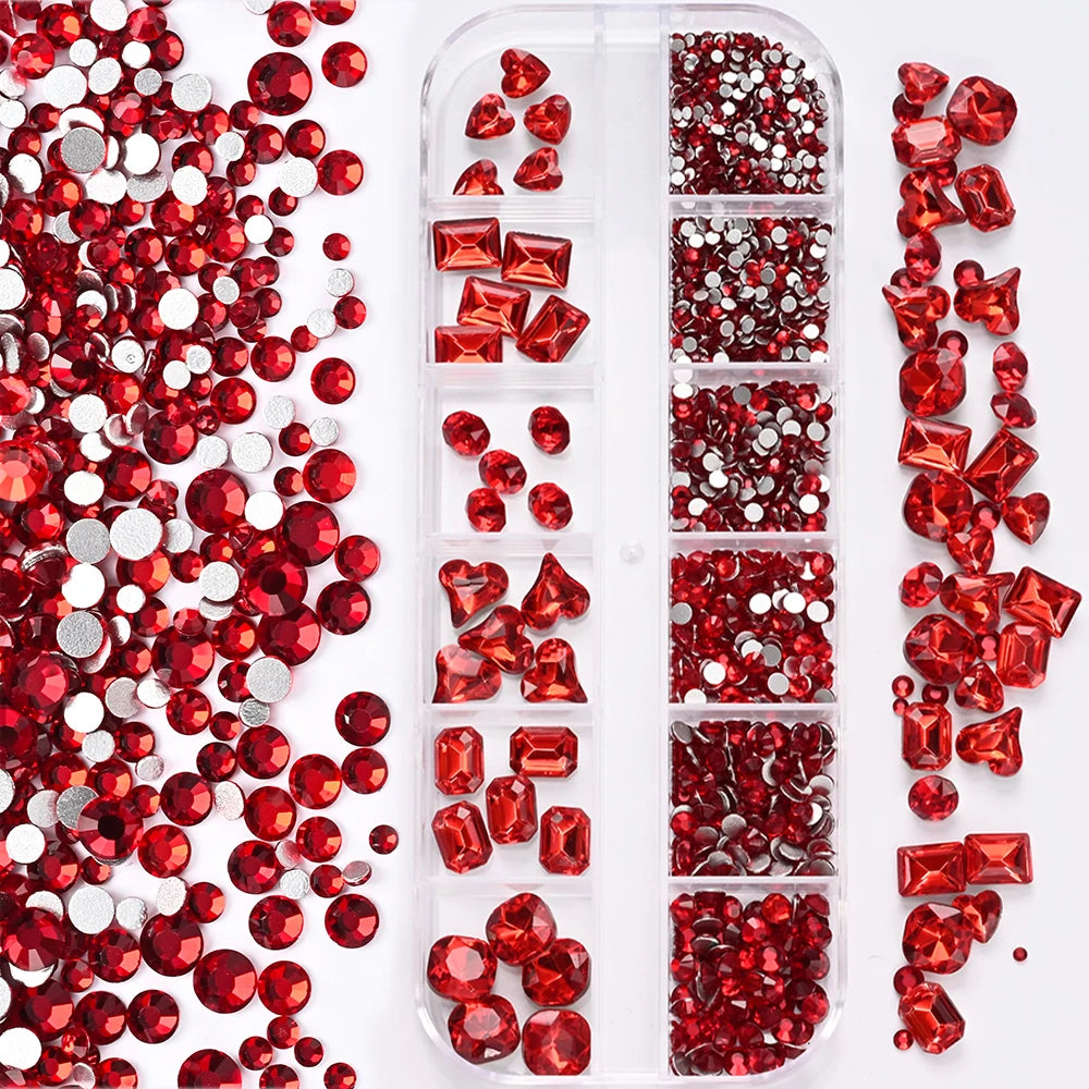 12-Grid Mixed Rhinestone Nail Charms – Crystal Glitter Gems Nail Art Gems PRIMED PH253-3