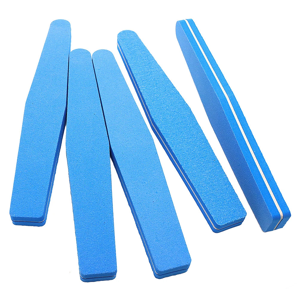 JEARLYU Rhombus Sponge Nail Files 5/10 Pack – Buffer & Polish Sponge Nail Files PRIMED 5pcs Blue