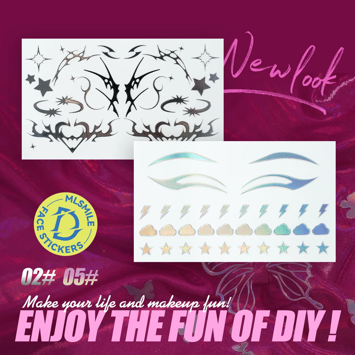 MLSMILE 3D Laser Face Tattoo Stickers | Eye Makeup Beauty