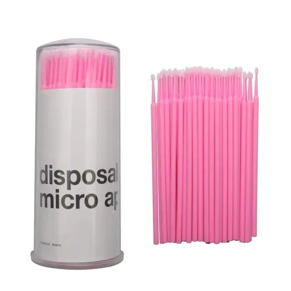 100Pcs Disposable Micro Applicator Brushes – Eyelash Extension Lash Applicator Brushes PRIMED Pink
