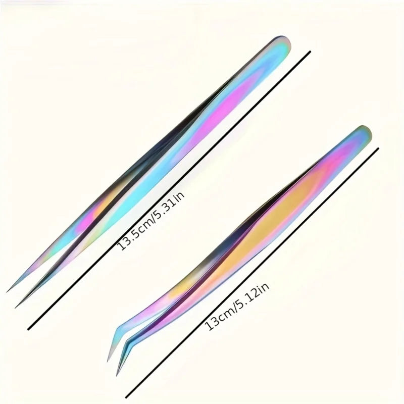 Titanium Precision Eyelash Tweezers – Stainless Steel Makeup