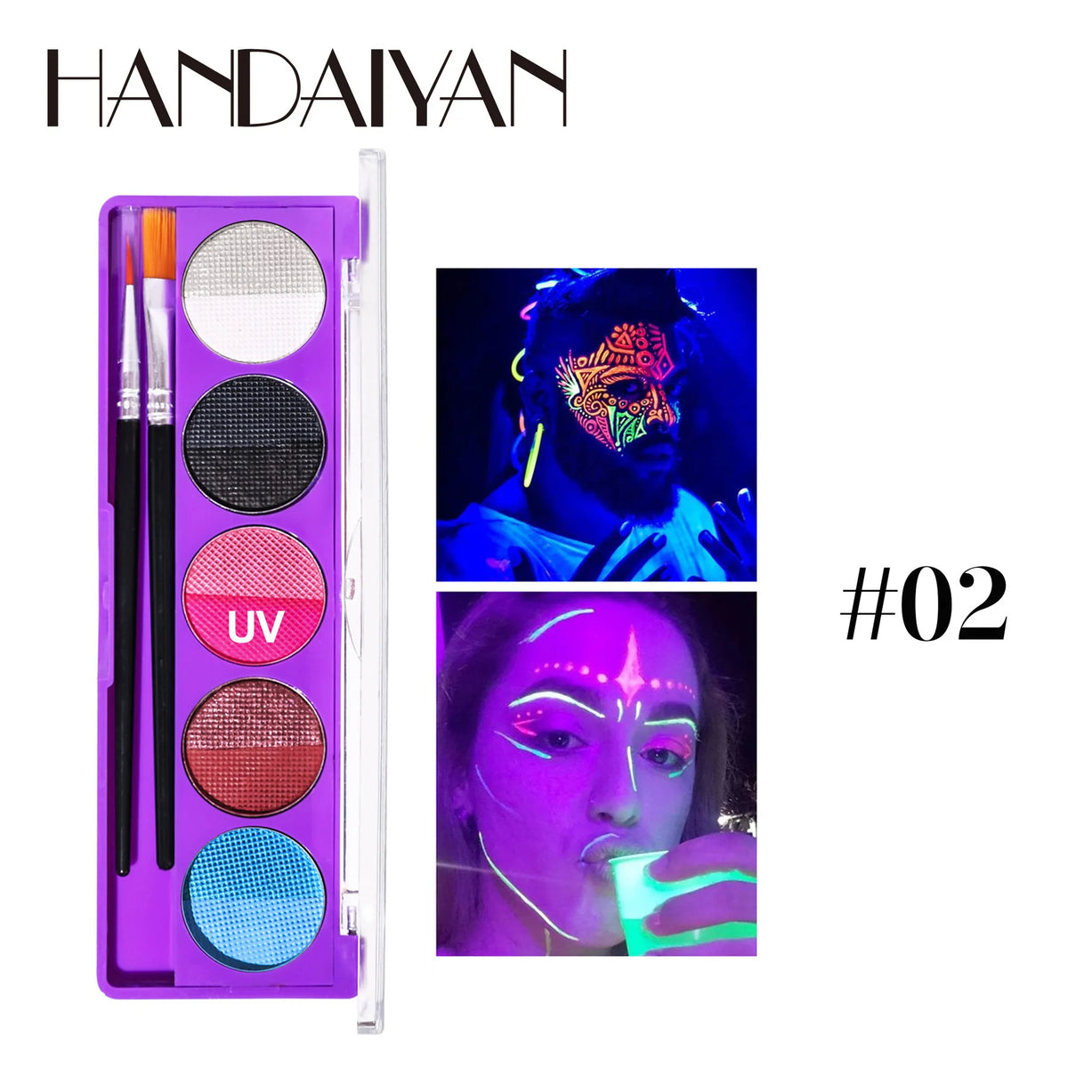 UV Glow Face & Body Paint Palette – Water-Based High Pigment