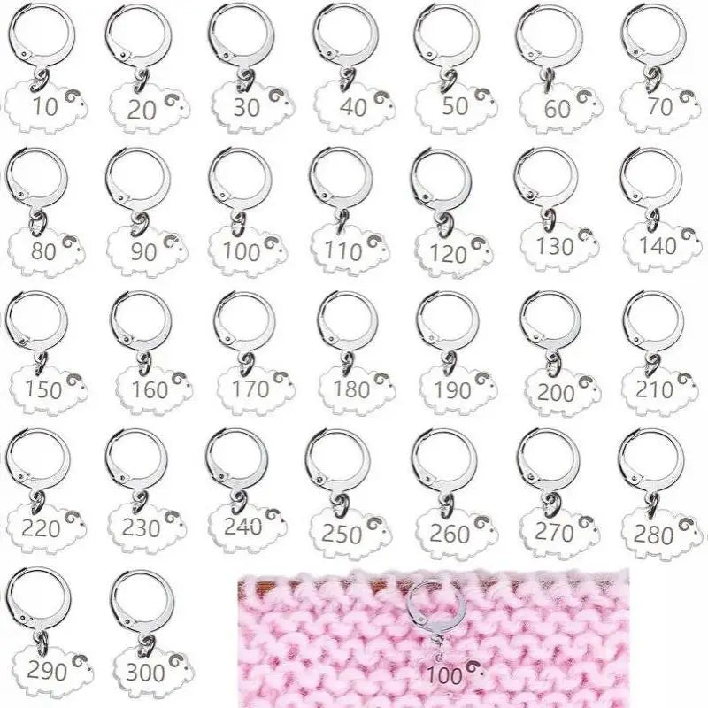 Sheep Acrylic Numbered Stitch Markers for Knitting & Crochet