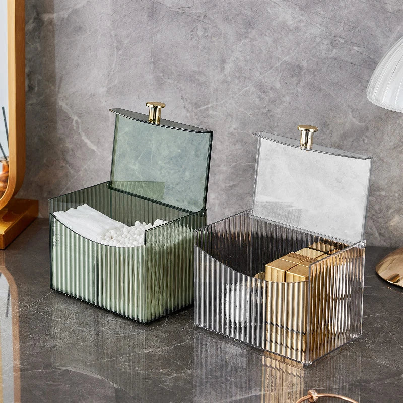 Transparent Dust-Proof Cotton Swab & Makeup Organizer Box