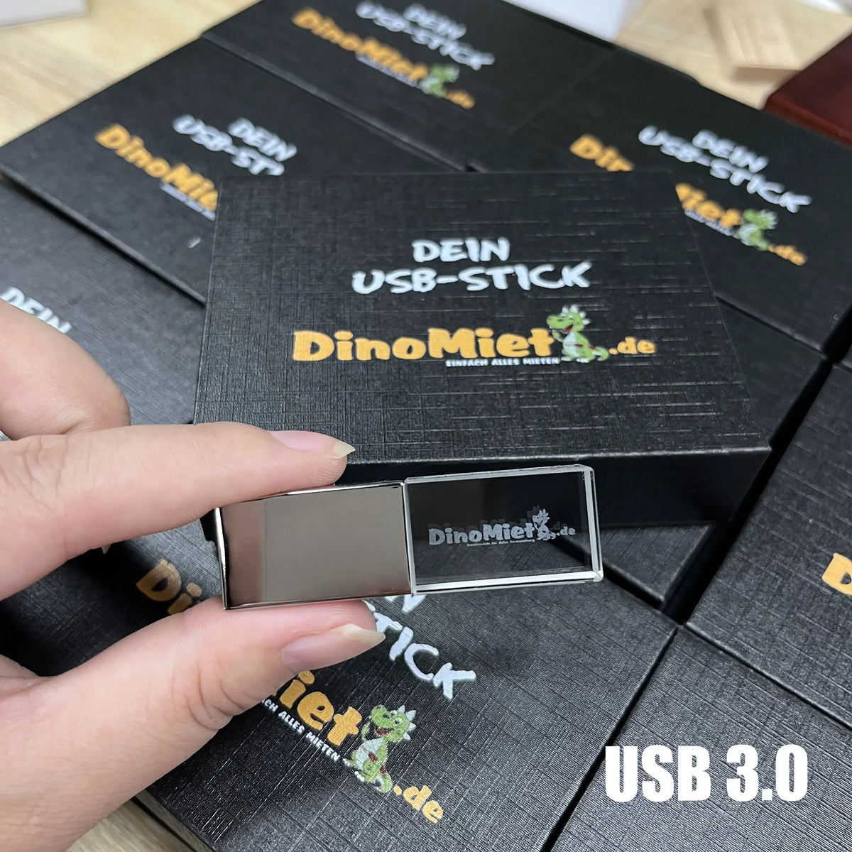 10-Pack Custom Logo Crystal USB 3.0 Flash Drives 8GB–128GB USB Flash Drive PRIMED