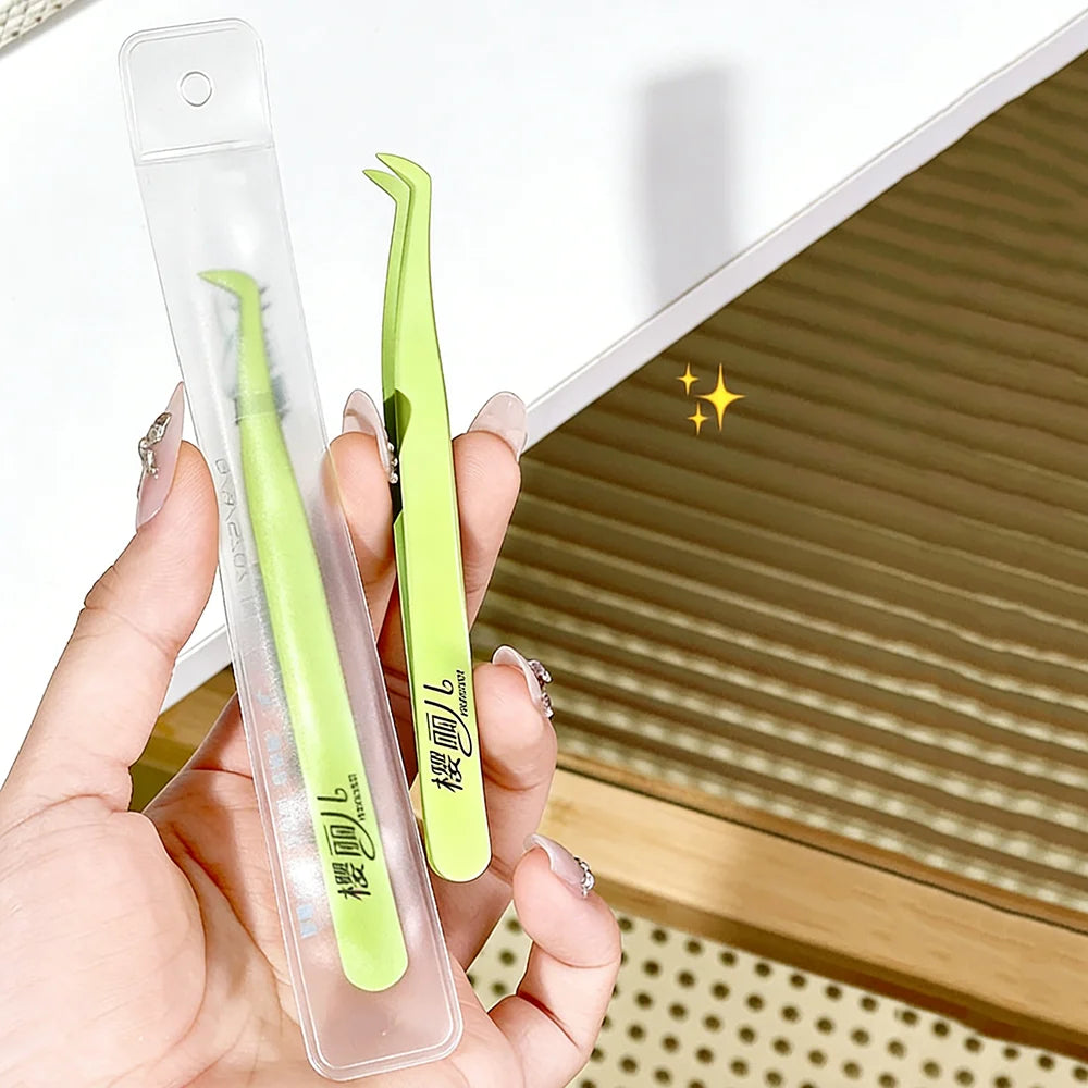 Stainless Steel Eyelash Tweezers – False Lash Extension Clips
