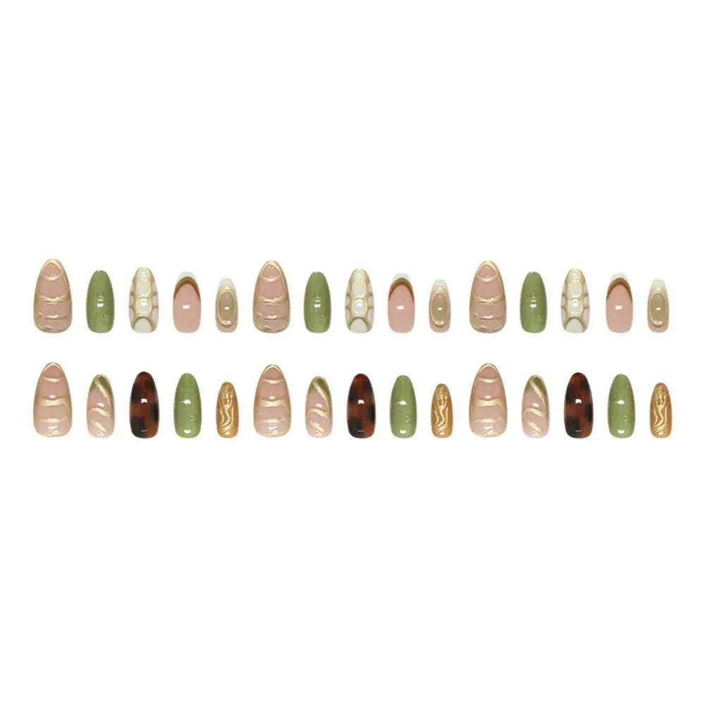 Almond Press-On Nails – French Floral & Fruit Designs 24pc