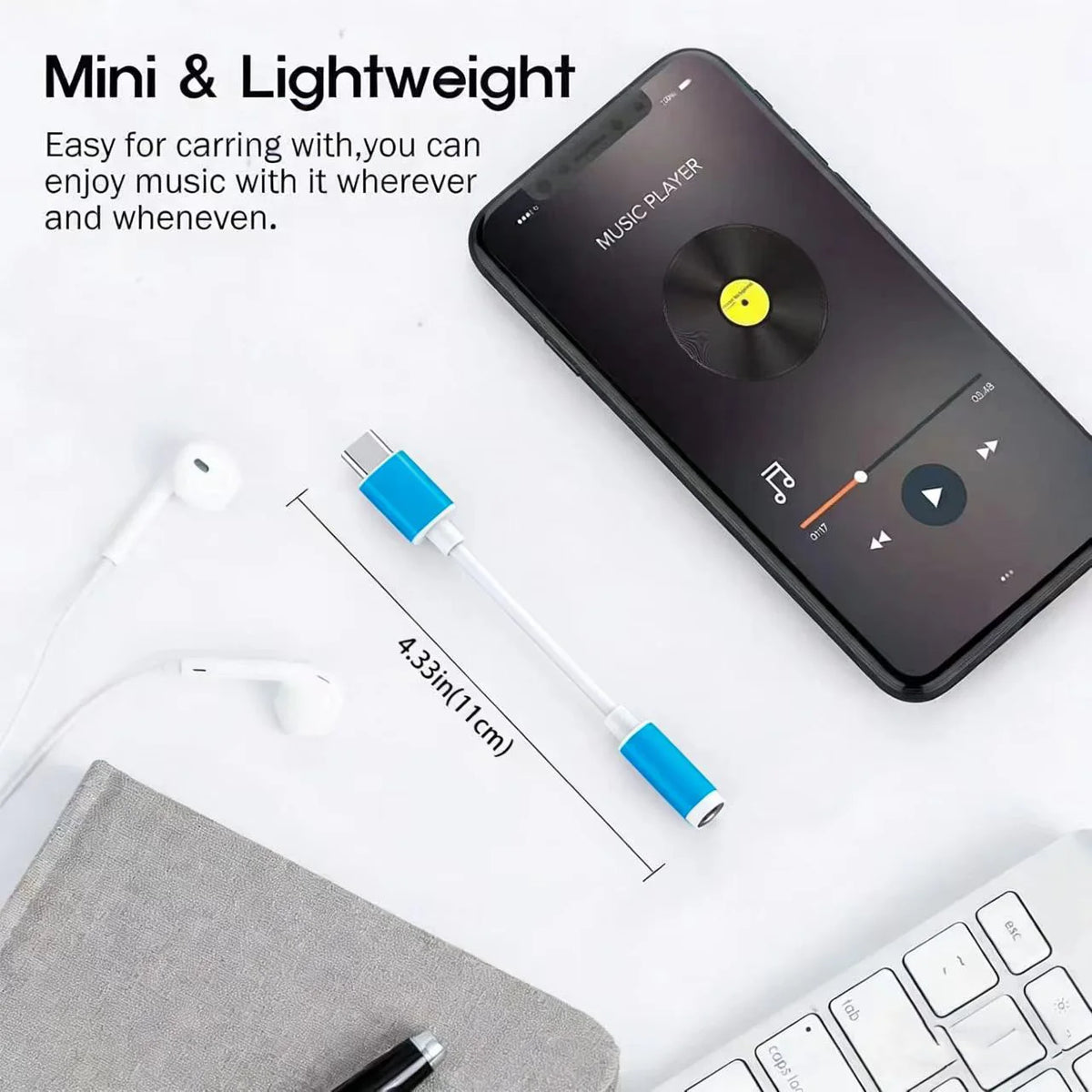 USB-C to 3.5mm HiFi DAC Adapter 32Bit/384kHz Headphone Jack