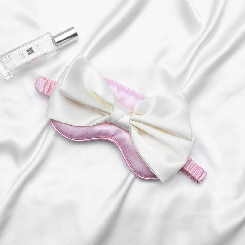 Silk Bow Sleep Eye Mask for Women – Light-Blocking & Travel