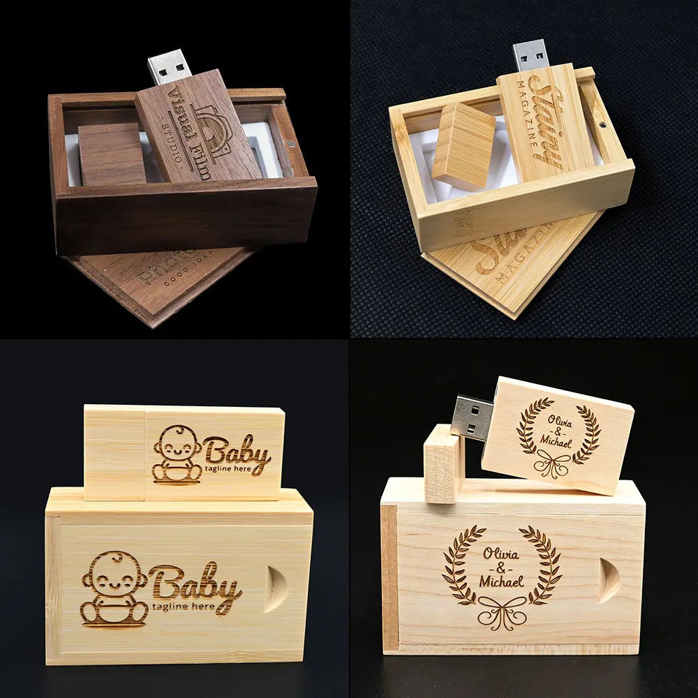 20-Pack Wooden USB 3.0 Flash Drives Custom Logo 16–128GB Gift USB Flash Drive PRIMED