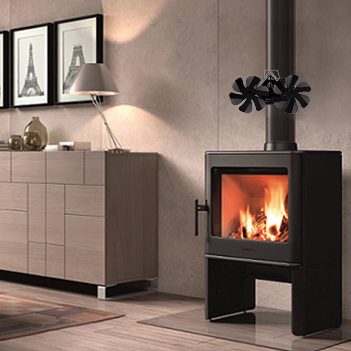 Thermal Fireplace Fan – 12-Blade Wall Mount | 160-200 CFM