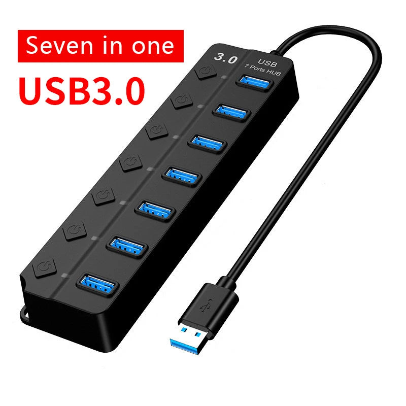 UTHAI 7-Port USB 3.0 Hub – High-Speed Laptop Splitter
