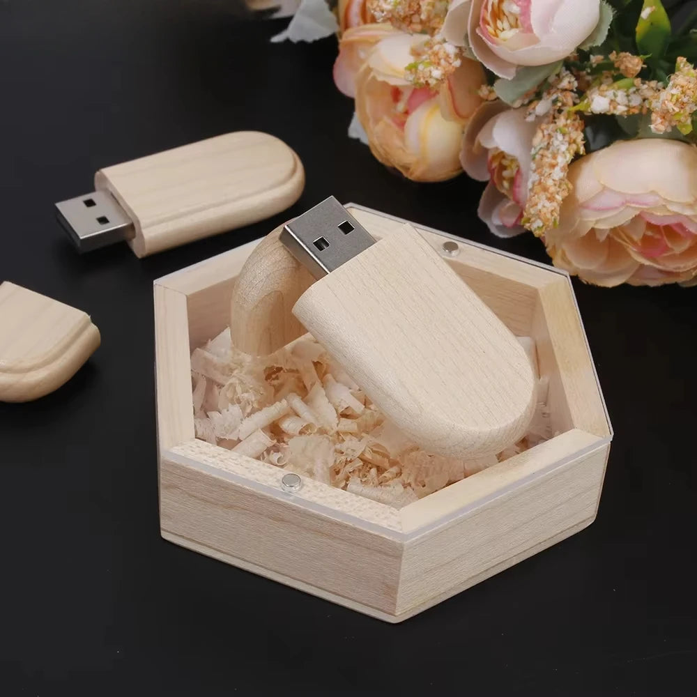 JASTER Wooden USB Flash Drive Gift Box | 4GB–64GB Custom Logo Wooden USB Flash Drive PRIMED