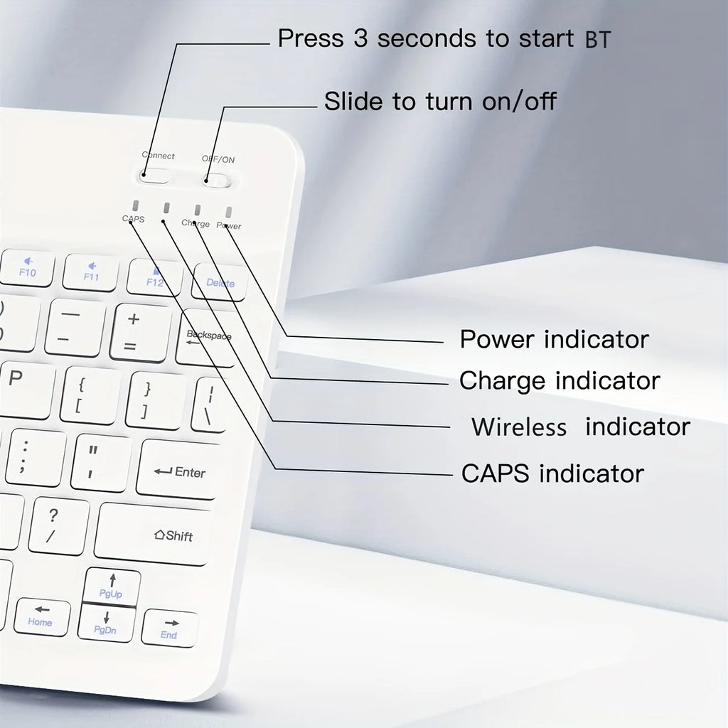 Ultra-Thin 10" Bluetooth Wireless Keyboard – iOS Android Windows Bluetooth Wireless Keyboard PRIMED