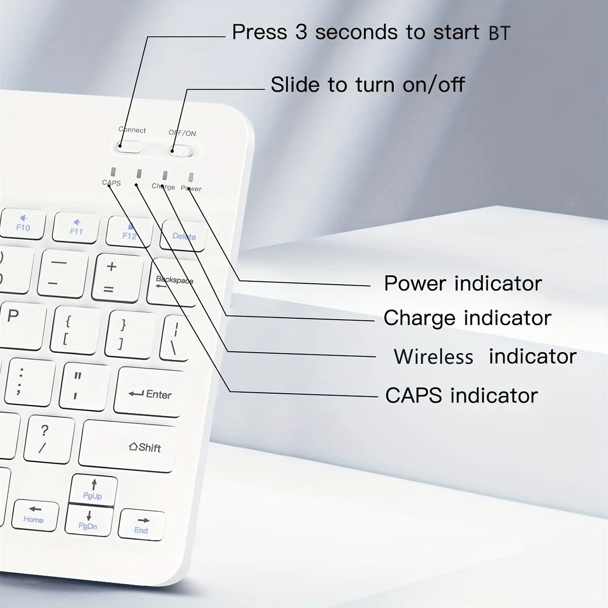 Ultra-Thin 10" Bluetooth Wireless Keyboard – iOS Android Windows Bluetooth Wireless Keyboard PRIMED