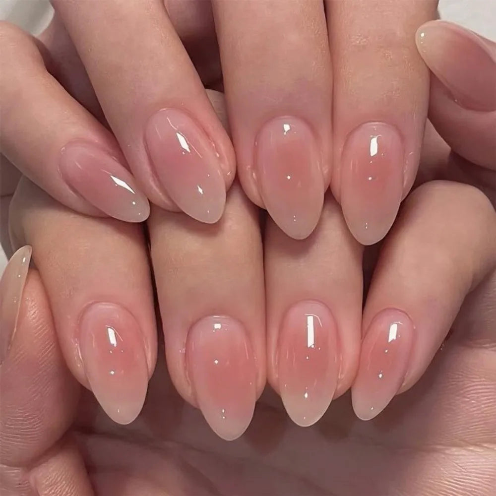 Almond & Square Press-On Nails 24pcs | DIY French Manicure