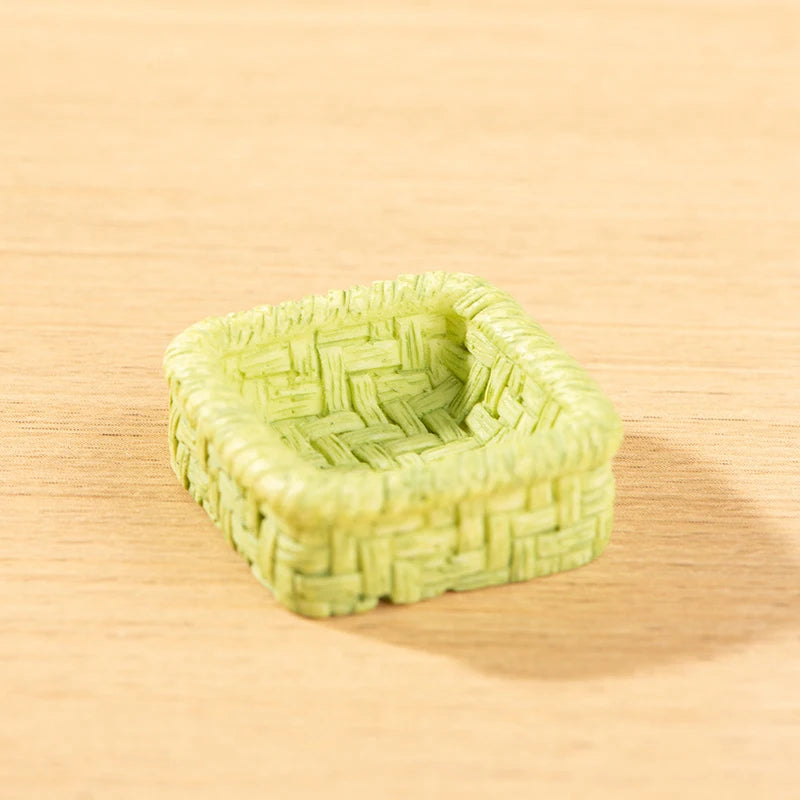 Miniature Bamboo Rattan Hand-Woven Basket & Chair Dollhouse Decor Dollhouse Miniature Decor PRIMED A7