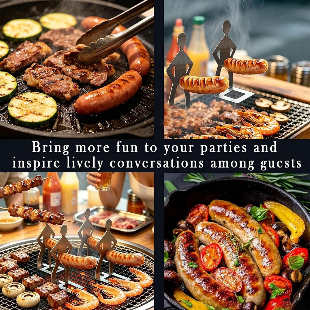 Stainless Steel Hot Dog & Sausage BBQ Holder Rack – Reusable BBQ Sausage Holder PRIMED