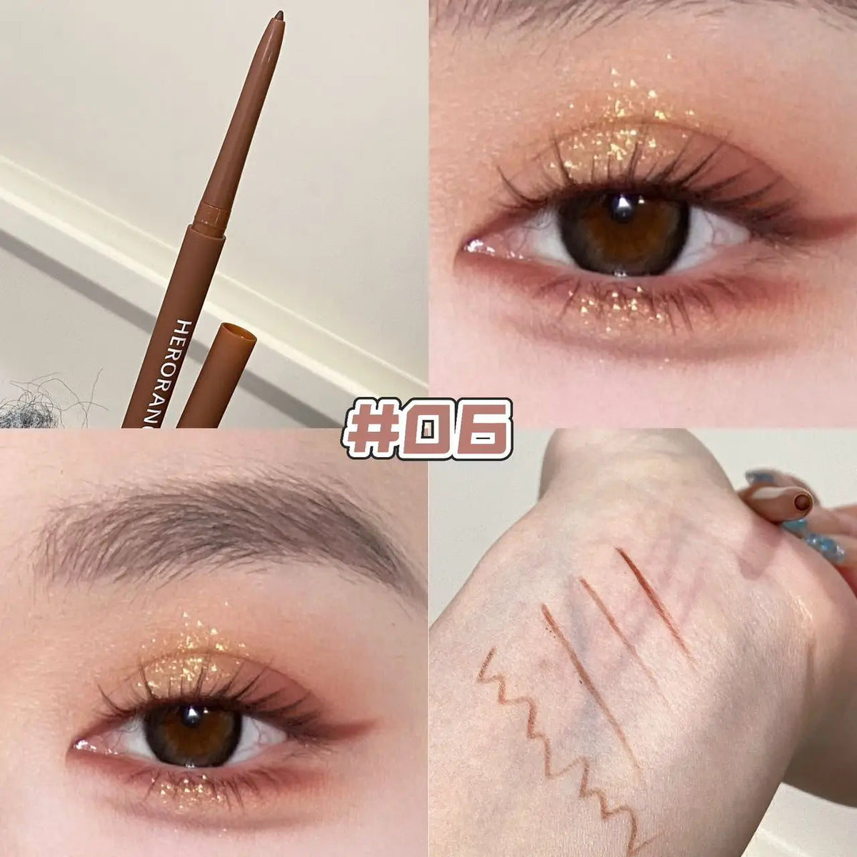 HERORANGE Ultra-Fine Gel Eyeliner Pencil – Waterproof Matte Gel Eyeliner Pencil PRIMED 06 100mg