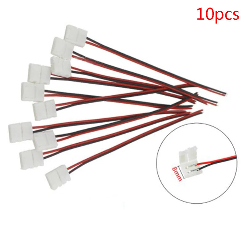 10-Pack 2-Pin LED Strip Connector Clips 8mm 10mm SMD 5050