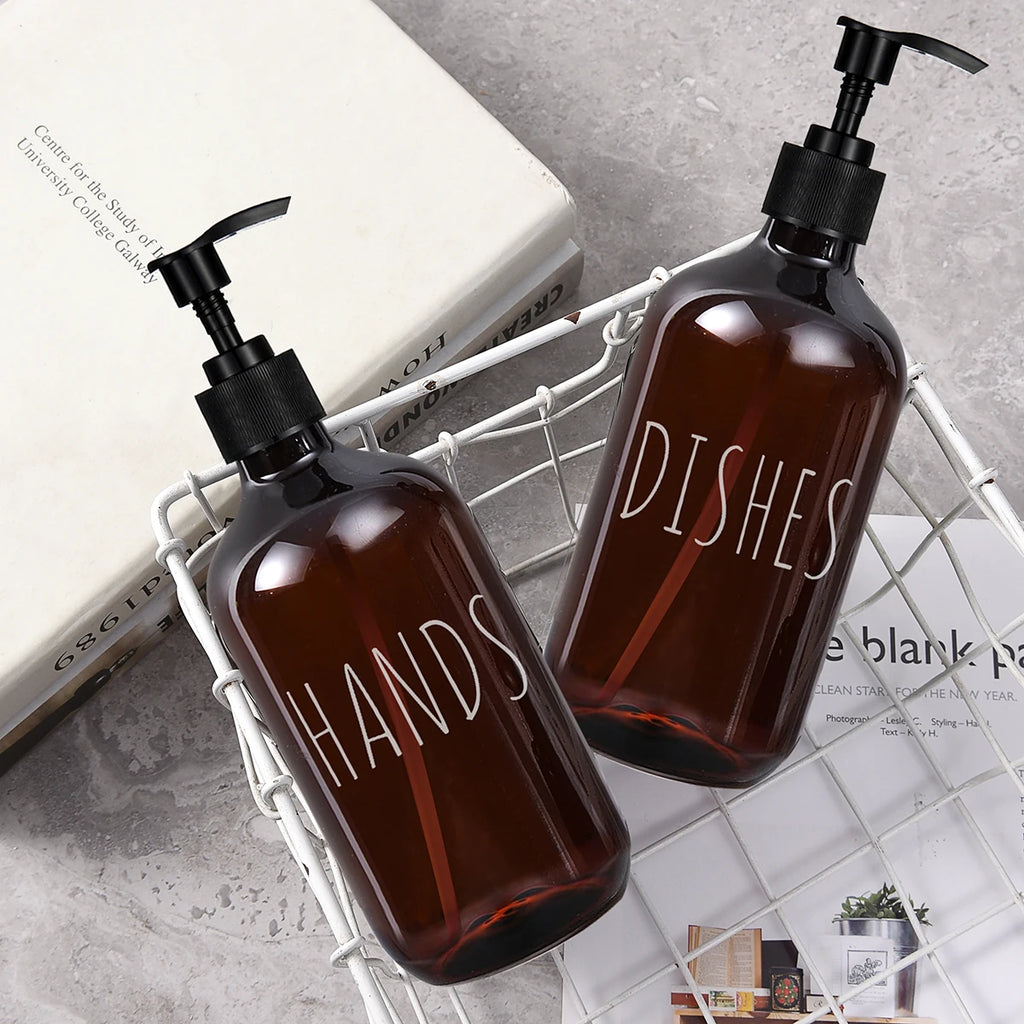 2-Pack Amber Soap Dispenser – Large Capacity Kitchen & Bath Soap Dispenser Set PRIMED