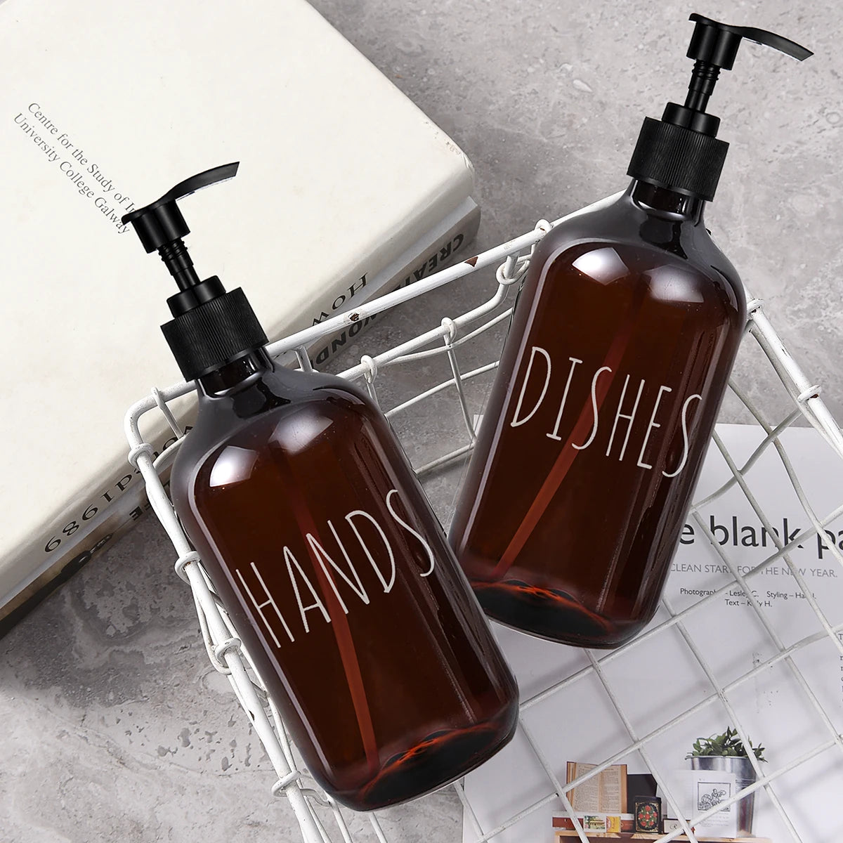 2-Pack Amber Soap Dispenser – Large Capacity Kitchen & Bath Soap Dispenser Set PRIMED