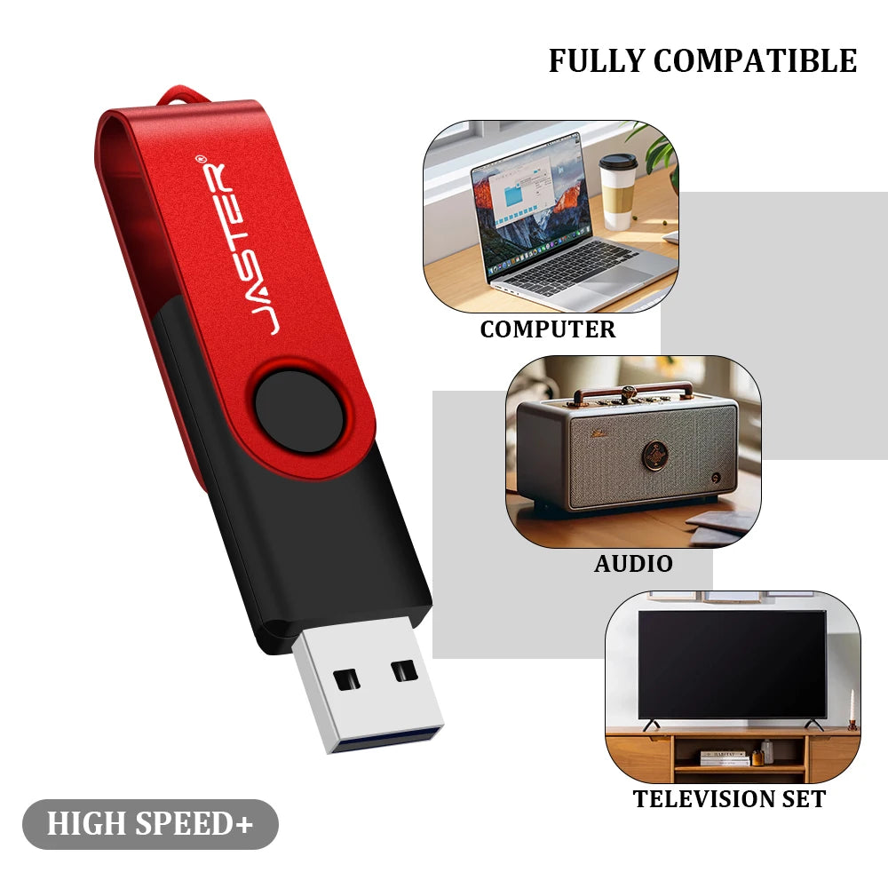 JASTER Metal USB Flash Drive 8GB–128GB Rotatable Pen Drive USB Flash Drive PRIMED