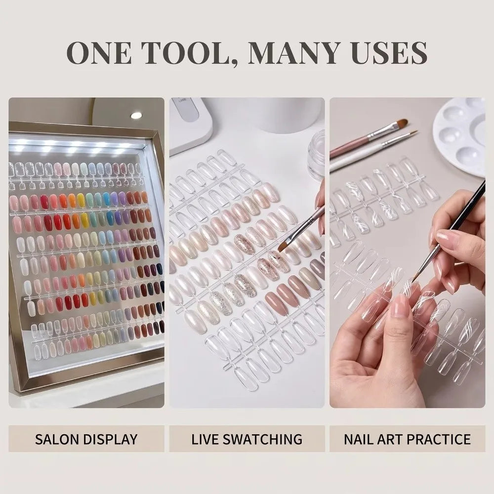 120-Pc Clear Nail Tips Set – DIY Color Chart Display Nail Tips Set PRIMED