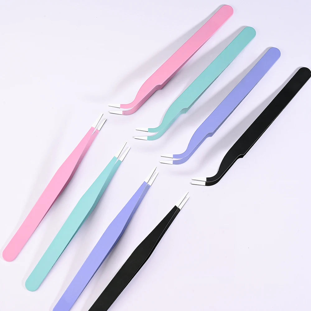 Rhinestone Eyelash Tweezers Stainless Steel Nail Art Set