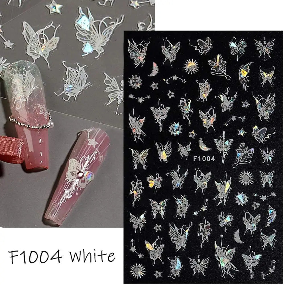 Y2K Laser Nail Stickers – Glitter Butterfly Nail Art Decals