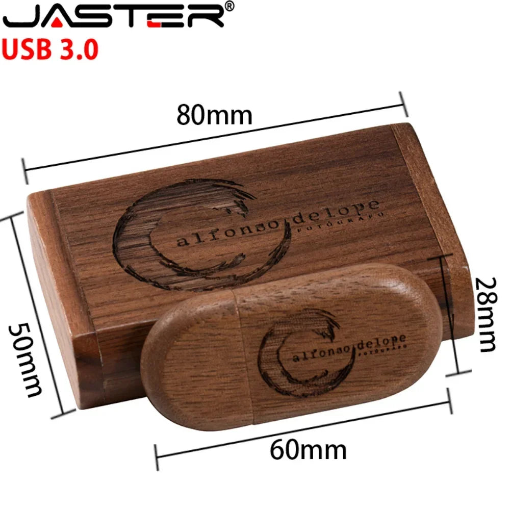 JASTER 30-Pack Wooden USB 3.0 Flash Drives | Free Custom Logo USB Flash Drive PRIMED