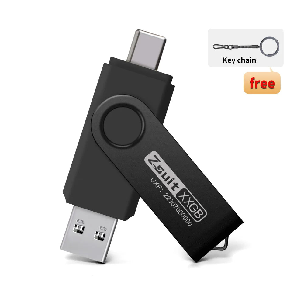 10-Pack 64GB USB-C & USB-A 2-in-1 Flash Drives | Metal Pen Drive USB Flash Drive PRIMED usb 3.0-16gb-10pcs black