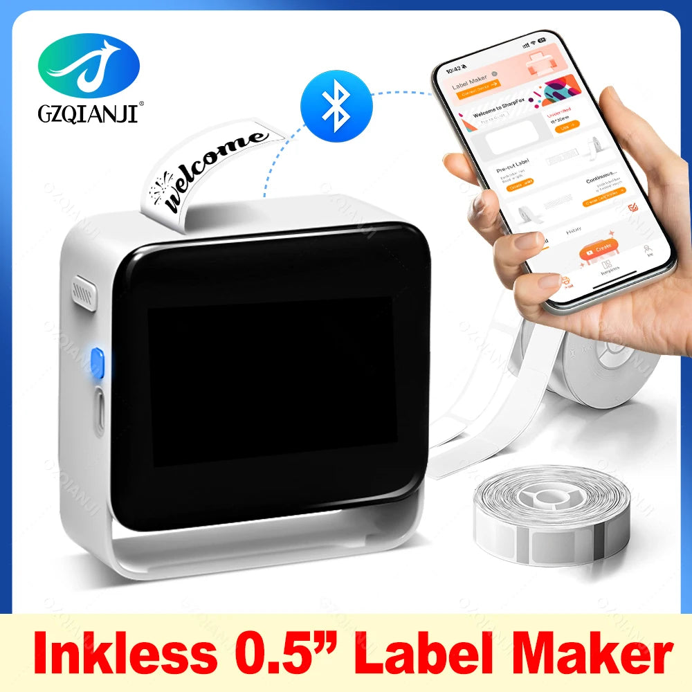 Portable Bluetooth Label Maker | Wireless Thermal Printer 12-15mm Bluetooth Label Printer PRIMED