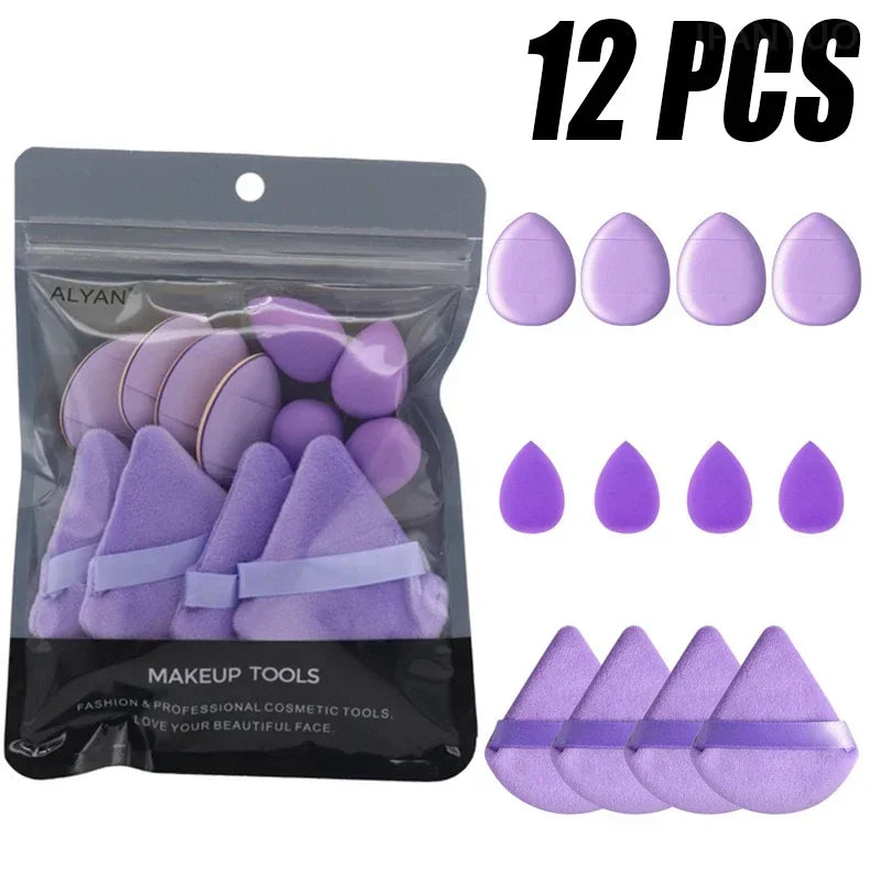 12Pcs Triangle Velvet Finger Makeup Puff Set | Multicolor Makeup Puff Set PRIMED