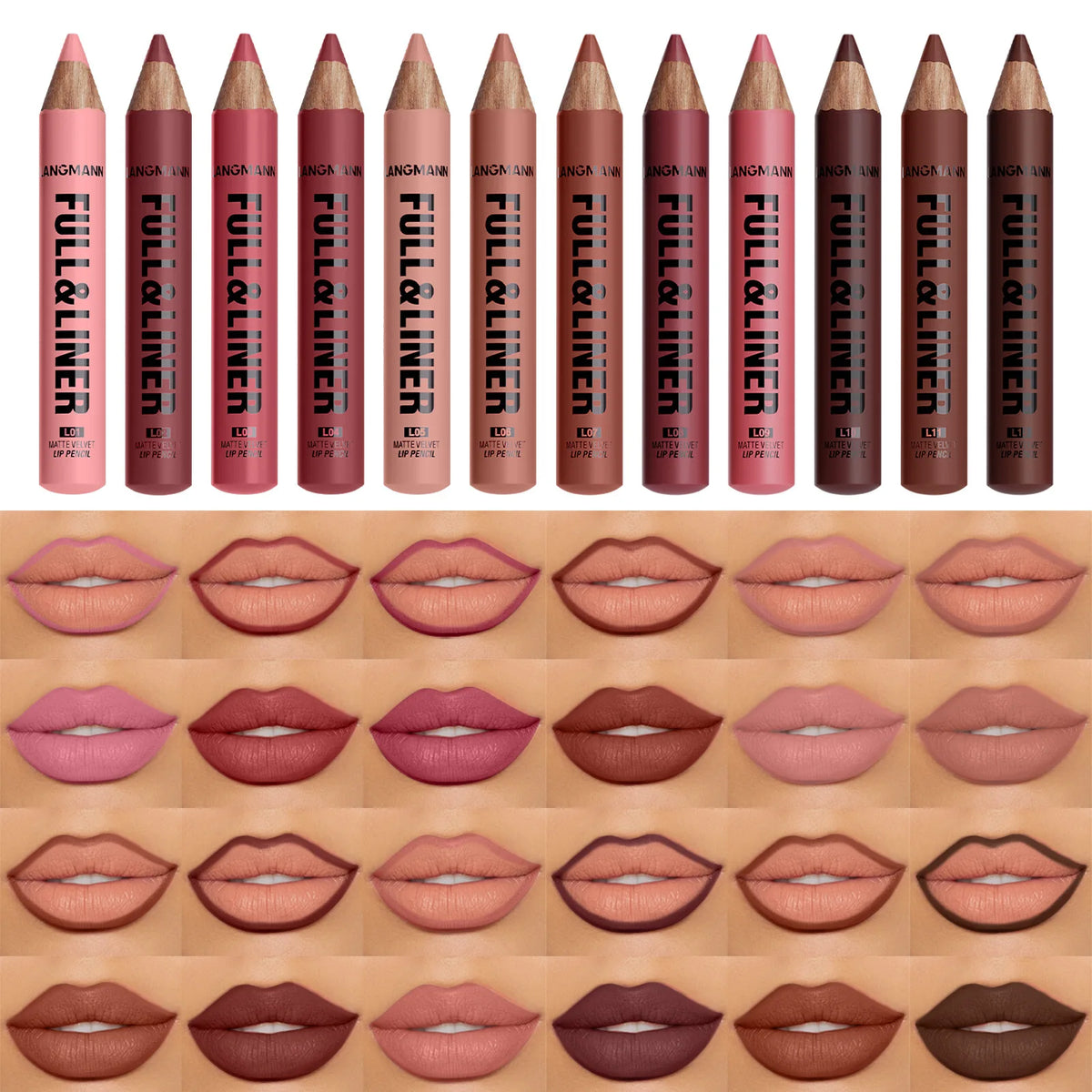 Wooden Matte Lip Liner Pencil – 12 Velvet Nude Shades