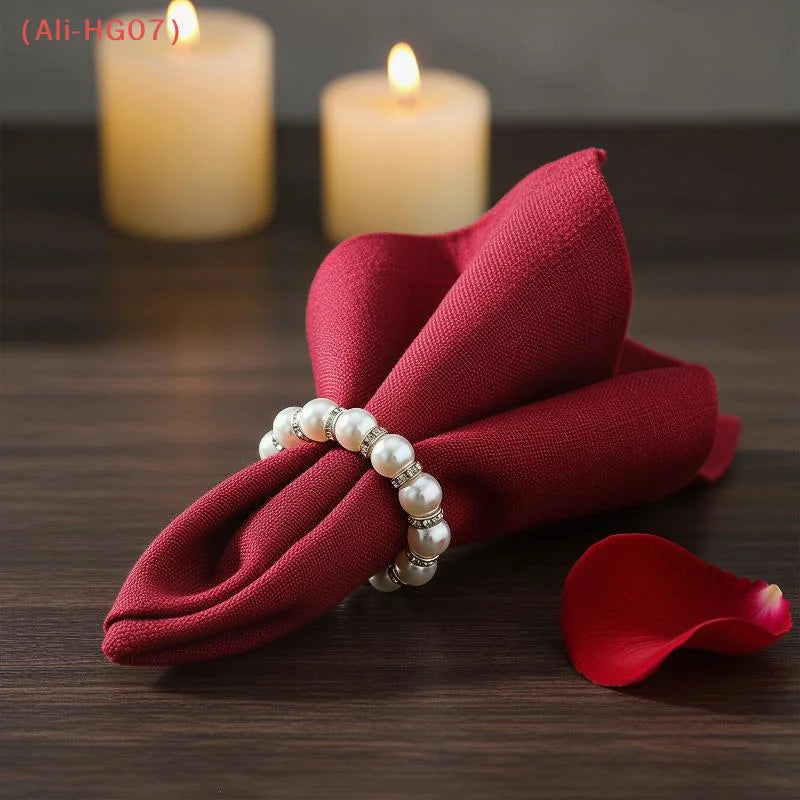 Luxury Beaded Pearl Napkin Rings Gold Holder 4cm | Elegant