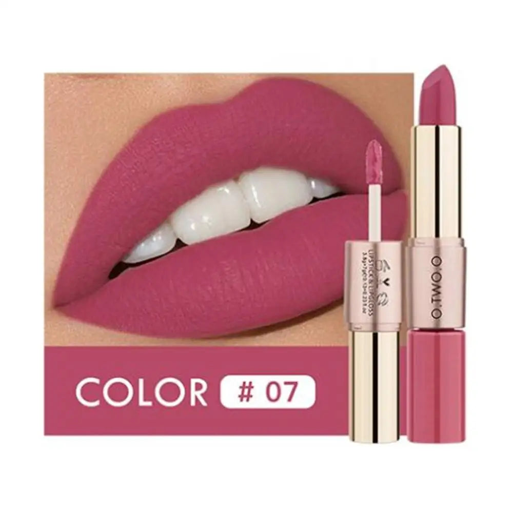 O.TWO.O 2-in-1 Matte Lipstick & Lip Gloss – 12 Colors Matte Lip Gloss PRIMED 07