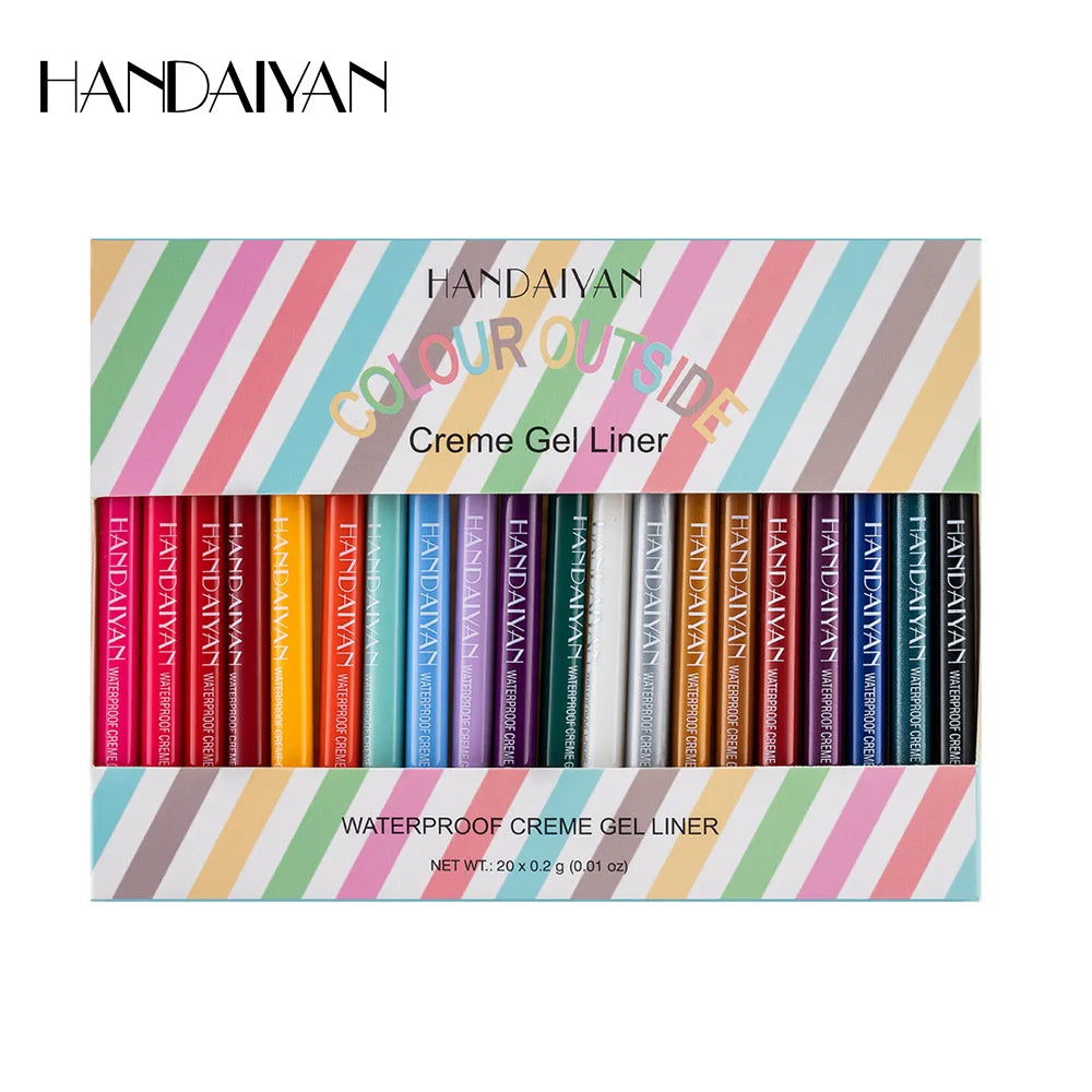 Handaiyan 20-Piece Colored Waterproof Eyeliner Pencil Set Colored Eyeliner Set PRIMED 20pcs