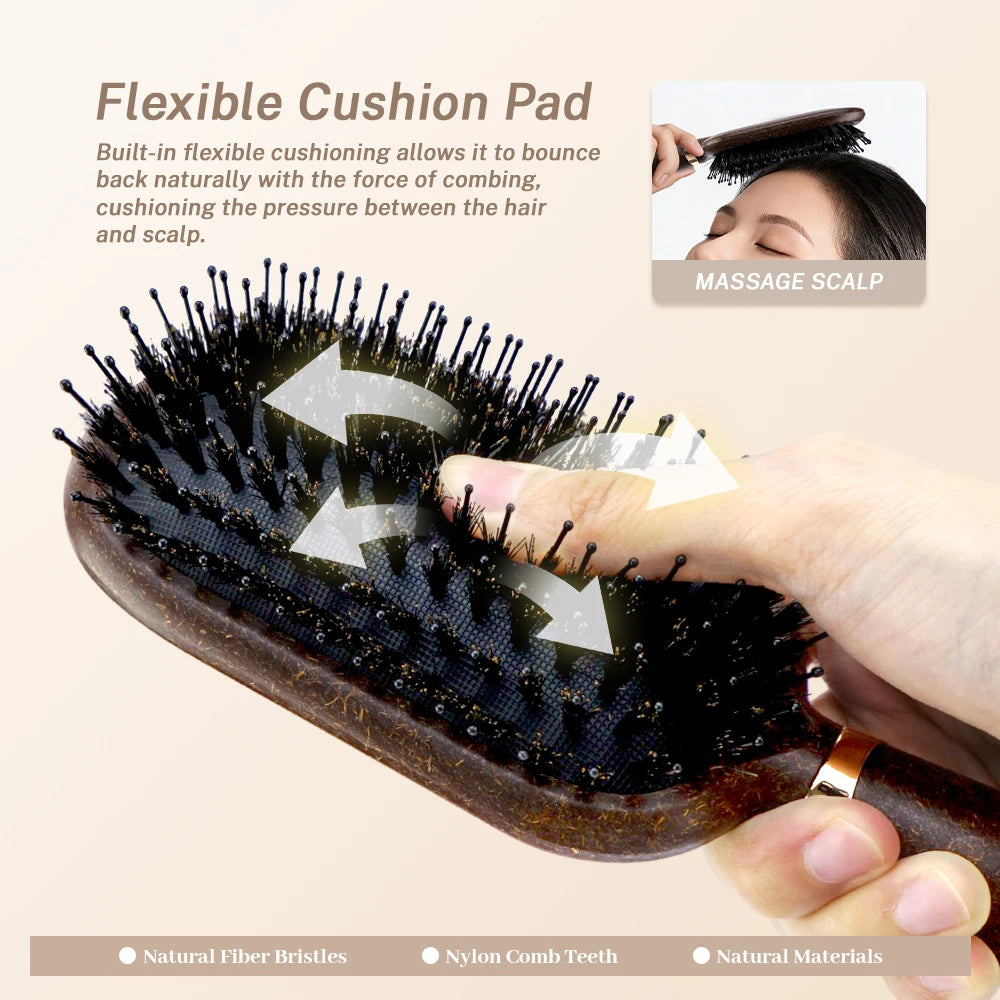 Vintage Coffee Air-Cushion Massage Hair Brush | Detangling