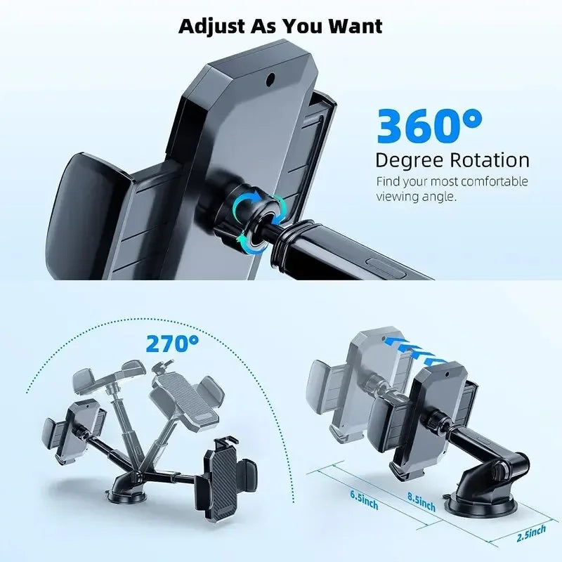 Universal 360° Car Phone Holder – Windshield Dashboard Mount Car Phone Mount PRIMED