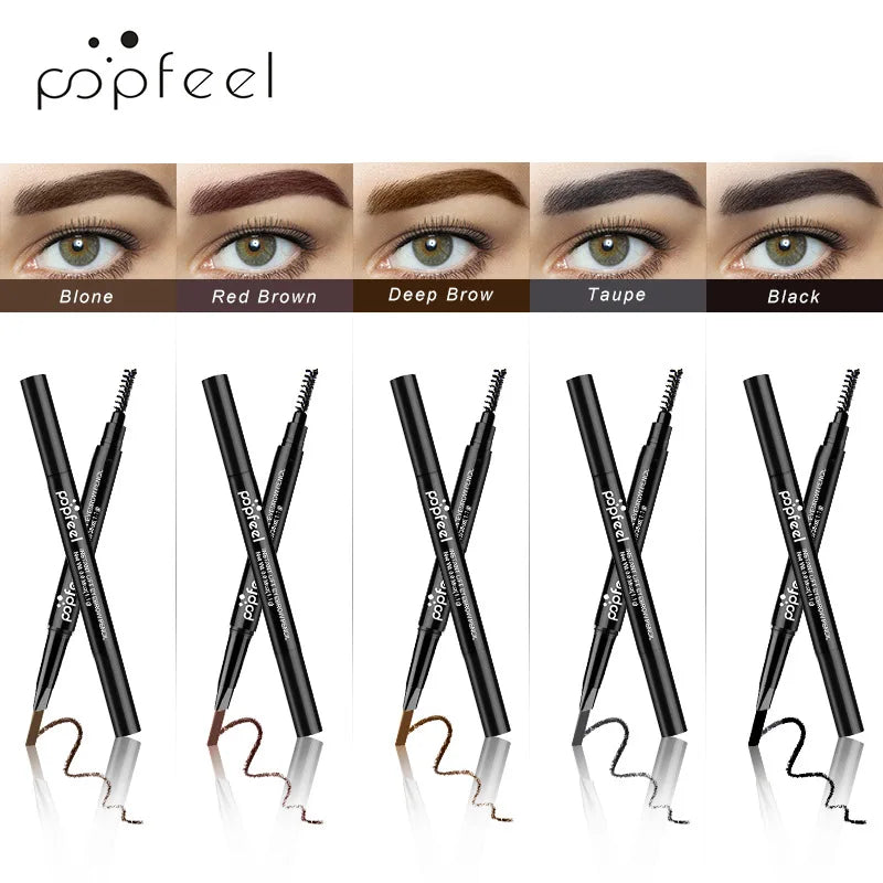 POPFEEL 3D Dual-Head Eyebrow Pencil – Waterproof Long-Lasting Eyebrow Pencil PRIMED
