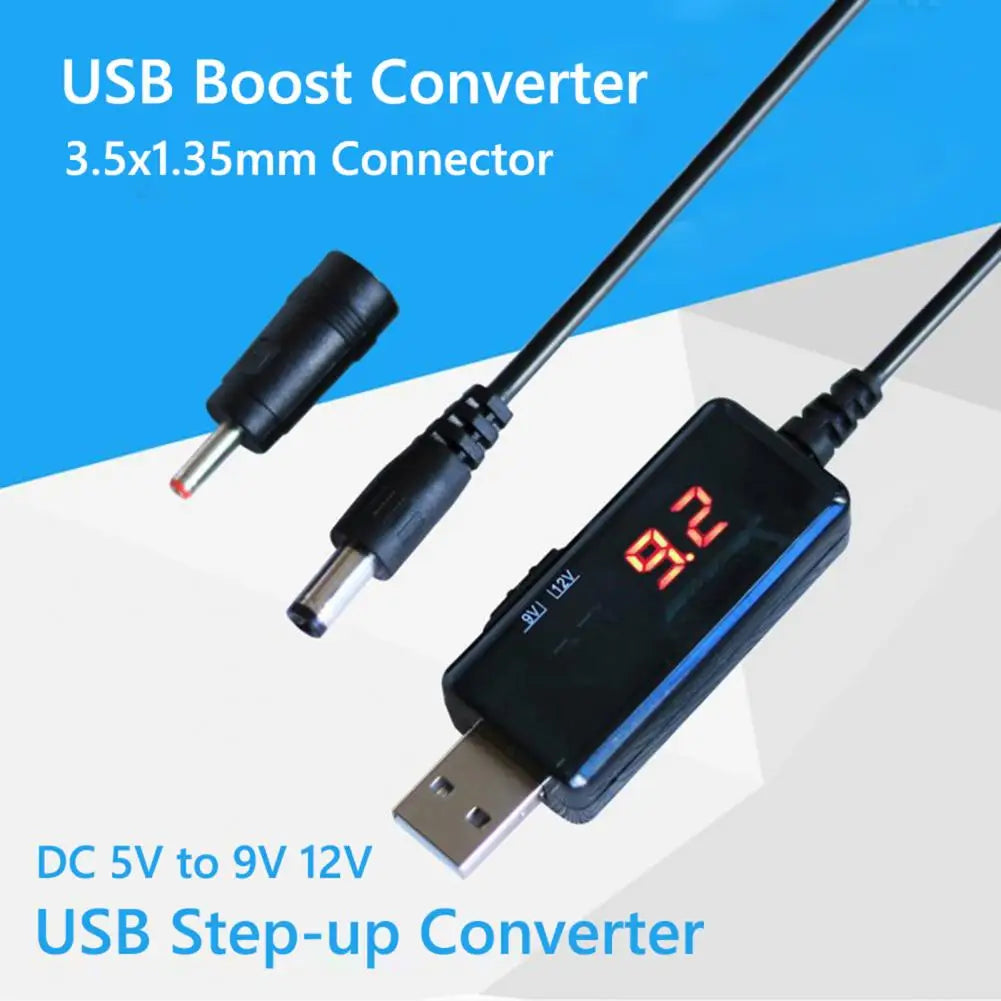 USB 5V to 9V/12V Step-Up Converter Cable with LED Display USB Power Converter PRIMED