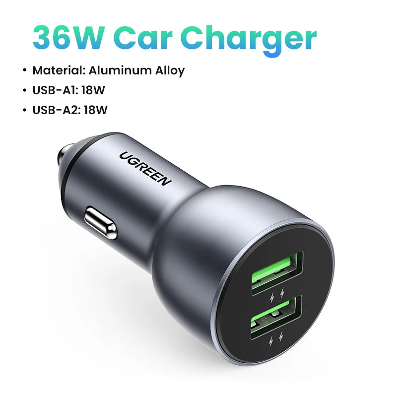 Ugreen 36W USB-C PD QC 4.0 Fast Car Charger – Dual Port Car Charger PRIMED Dual QC3.0 18W Russian Federation