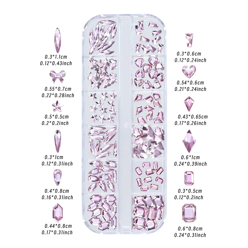 3D Acrylic Nail Rhinestones – Butterfly Teardrop Pink Purple Set Nail Art Rhinestones PRIMED