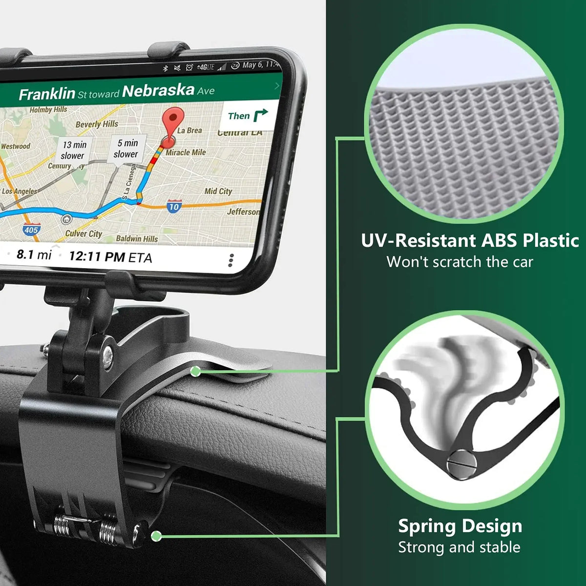 Universal Dashboard Car Phone Holder – 360° Clip Mount Car Phone Mount PRIMED