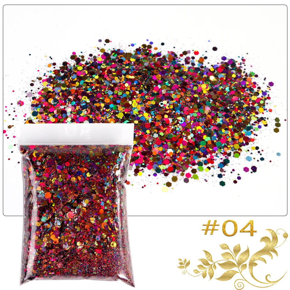Luminous Nail Glitter Sequins 50g – 12 Colors Holographic Flakes