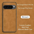 Sheepskin Leather Google Pixel Case – Shockproof Matte Cover Leather Phone Case PRIMED For Pixel 8Pro Brown