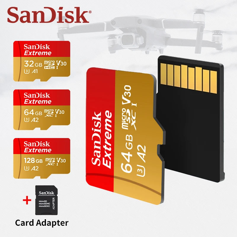 SanDisk Extreme MicroSD V30 A2 U3 4K Card – 32GB to 256GB MicroSD Memory Card PRIMED