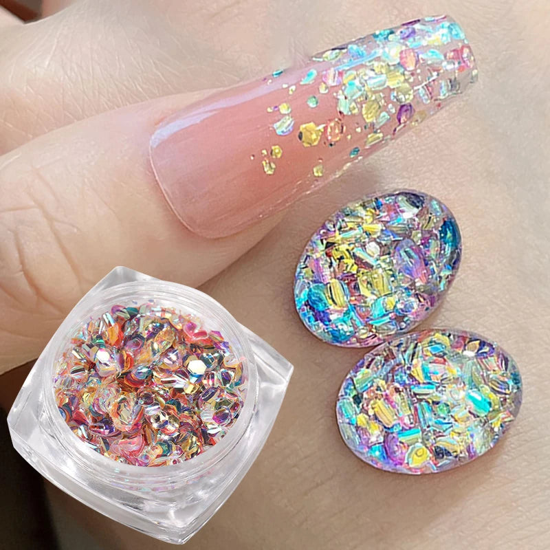 3D Holographic Nail Glitter Rhinestones – DIY Nail Art Decor Nail Art Glitter PRIMED