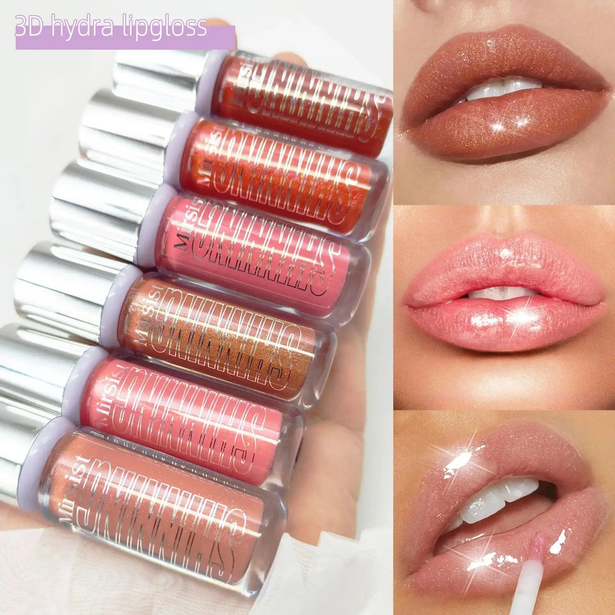 Mirsist 6-Color Shimmer Lip Gloss Set – Hydrating & Waterproof